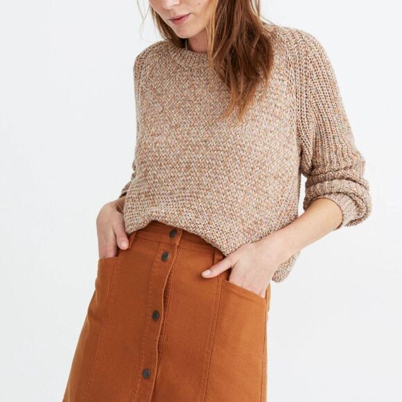 Madewell Tan A-line Mini Skirt Heavy Cotton Snap Button Boho Coastal Preppy New - Picture 13 of 13